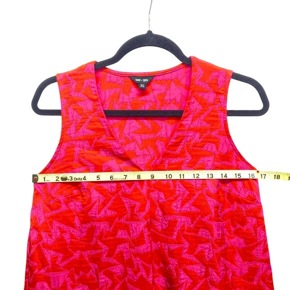 Saint & Sofia Victoria Festival Jacquard Shift Dress, Size 2, Red & Pink, Ruffle - Picture 6 of 11
